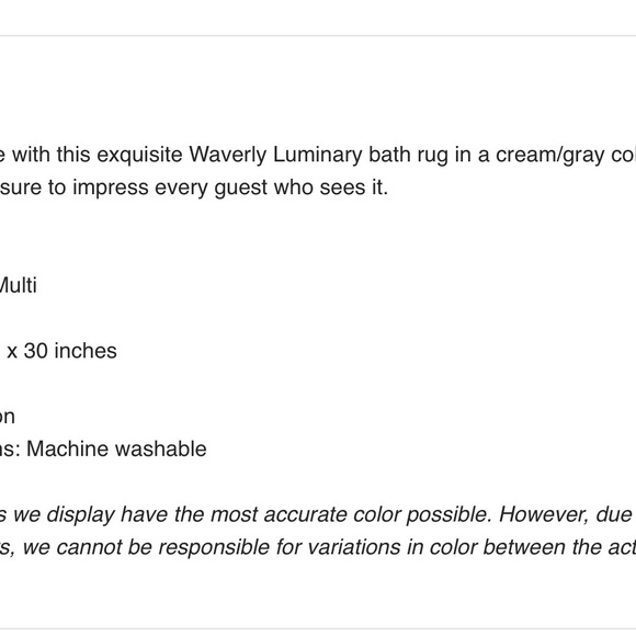 New in the bag Waverly Bath Rug Mat 20x30 Gorgeous Beige Blue-Grey, yellow trim - Picture 3 of 11